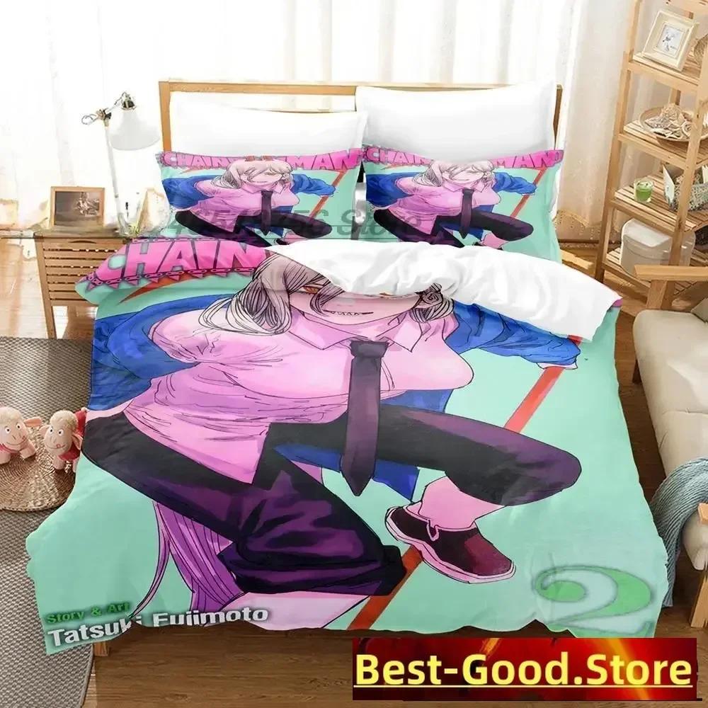 New Chainsaw Man Bedding Set Printed Bed Set With Pillowcase Bed Duvet Cover Soft Queen King Size Bedclothes Home Anime Game