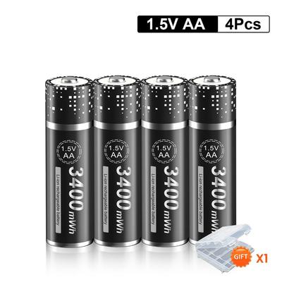 PALO 1,5 V AA Li-Ionen-Akku, 3400 mWh, wiederaufladbarer Lithium-Akku für Uhren, Mäuse, Computer, Spielzeug