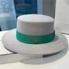 British Retro Style White Fashion Woolen Jazz Top Hat Women's Hat Trendy Brand French Celebrity Versatile Flat Top Hat