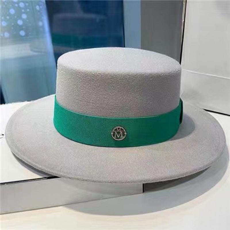 British Retro Style White Fashion Woolen Jazz Top Hat Women's Hat Trendy Brand French Celebrity Versatile Flat Top Hat