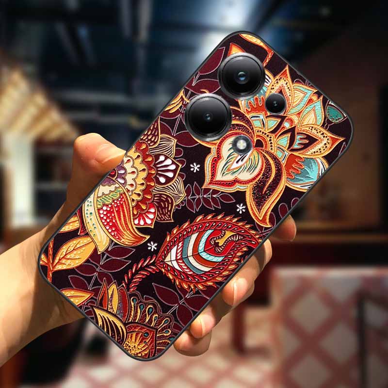 For Xiaomi Redmi Note 13 13pro 5G Case 3D Relief Flower Emboss Soft Silicone Cover For Redmi Note 13 pro Plus Owl interest Cases