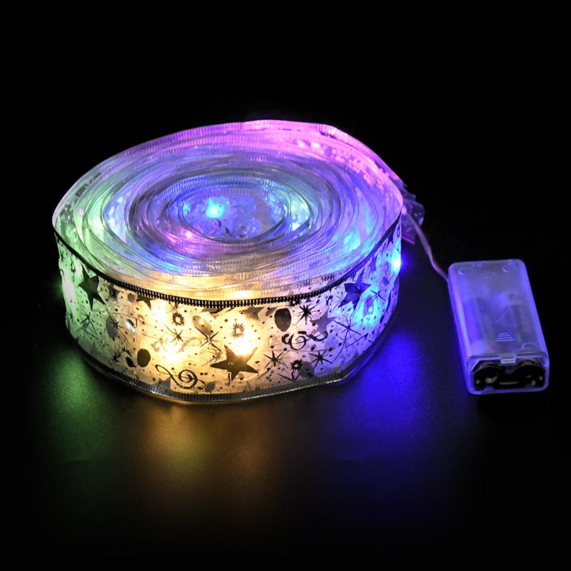 Christmas Decoration LED Ribbon Lights Christmas Tree Ornaments DIY Lace Bows String Light Navidad Home Decoration New Year 2025