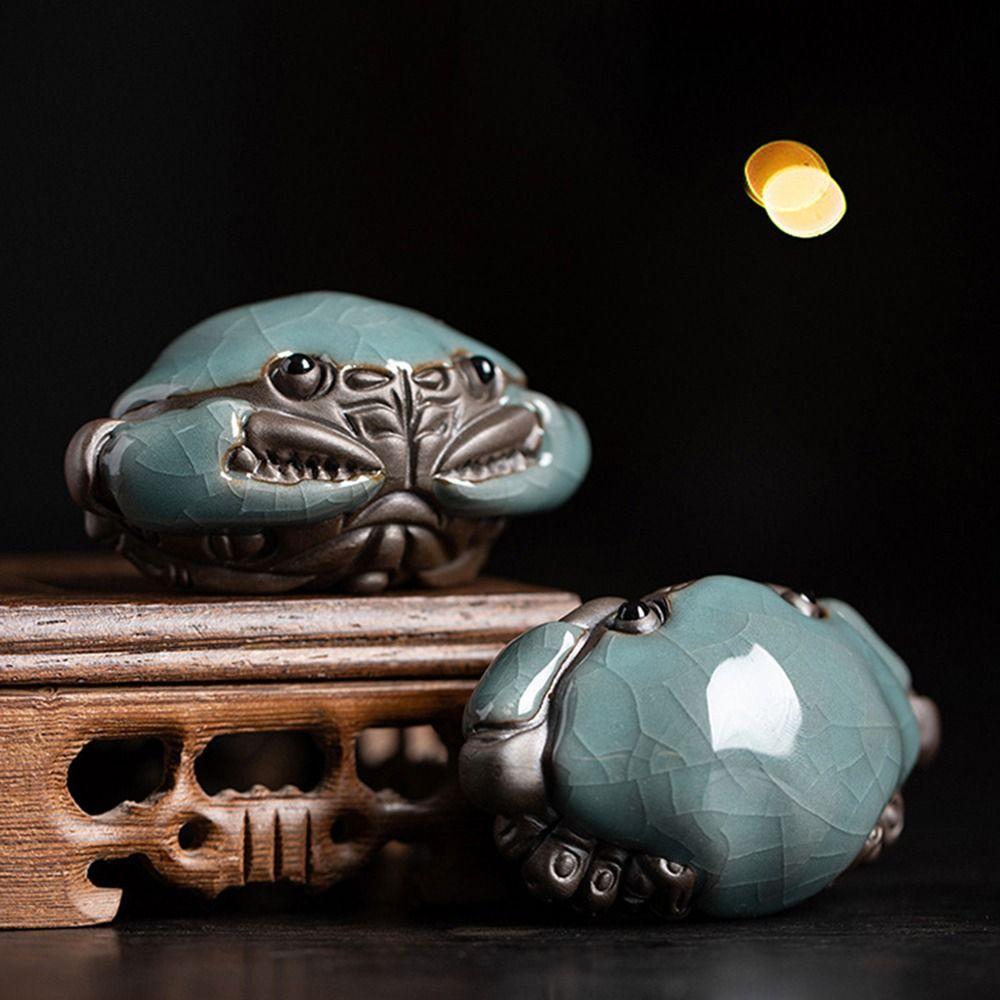 Creative Ceramic Tea Ornament Cracked Glaze Small Crab Statue Little Crab Tea Play  Party