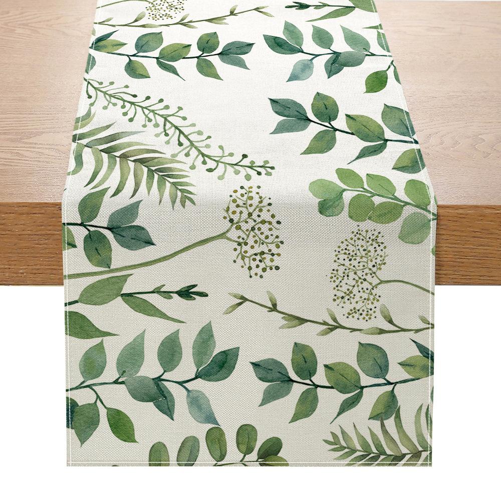 Green Plant Series Printed Table Flag Linen Home Decoration Table Table Cloth Cabinet Tea Table Decorative Cloth