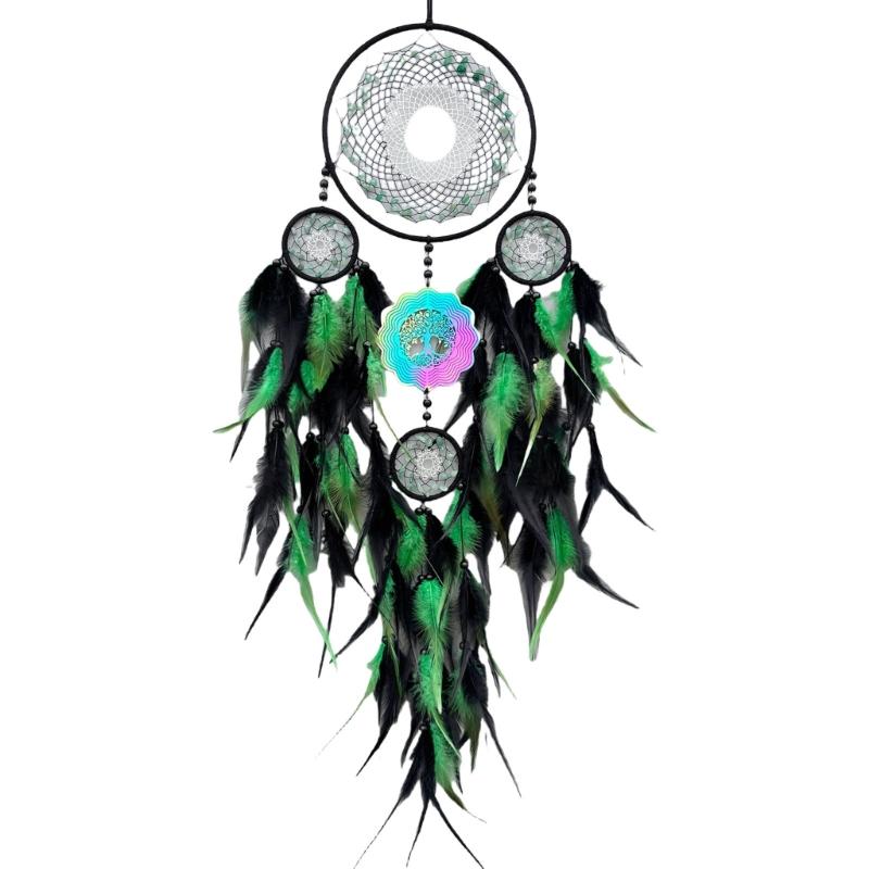 Handmade Dream Catcher Pendants 3D Wind Chimes Wall Hangings Ornament Home Decoration Wind Chimes Dream Catcher зелёный
