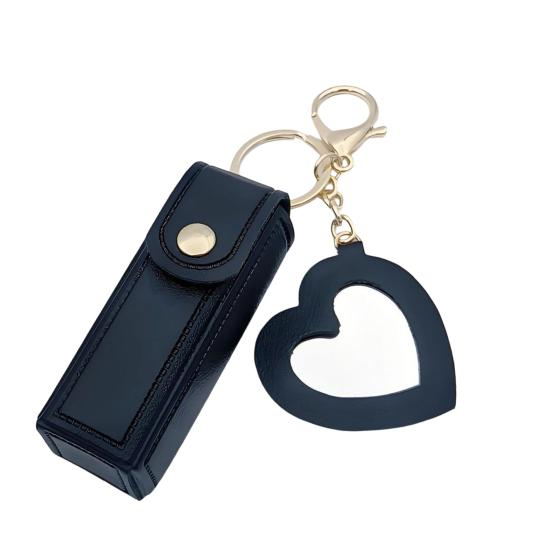 Yousheng Keychain Lipstick Bag Love Mirror Protective Faux Leather Case Portable Keyring Cell Phones Wallet Car Key Chain