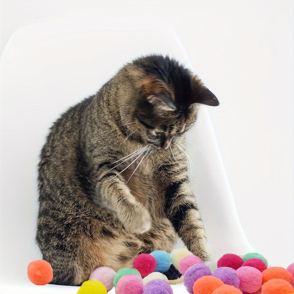 20/50/100 pièces Jouet pour Chat Lanceur de Boule de Poils Jouet Ennuyeux Boule de Poils Haute Élasticité Résistante aux Morsures Ensemble de Balles pour Animal de Compagnie Chat