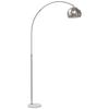 Arc Floor Lamp for Living Room, Modern Adjustable Standing Lamp with Faux Black Marble Base Silver Tone