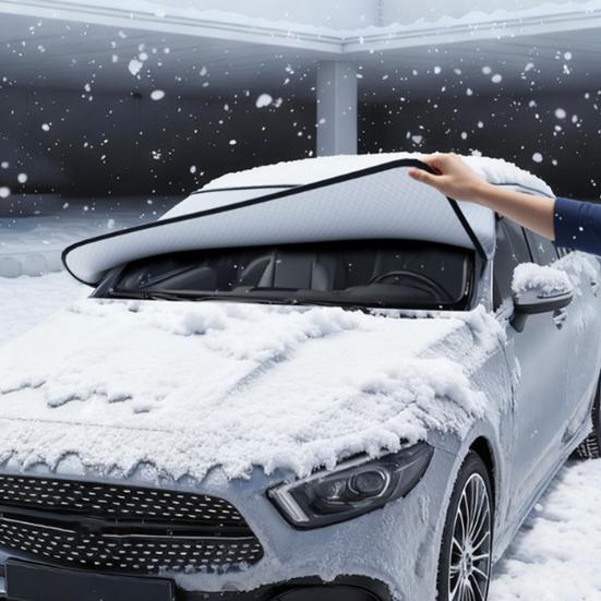 Cubierta de Sombra para Coche Protección en Todas las Situaciones Bloquea Nieve Escarcha Rayos UV Polvo Hojas Cubierta Protectora Antirrobo para Parabrisas Fácil Instalación Escudo para Coche