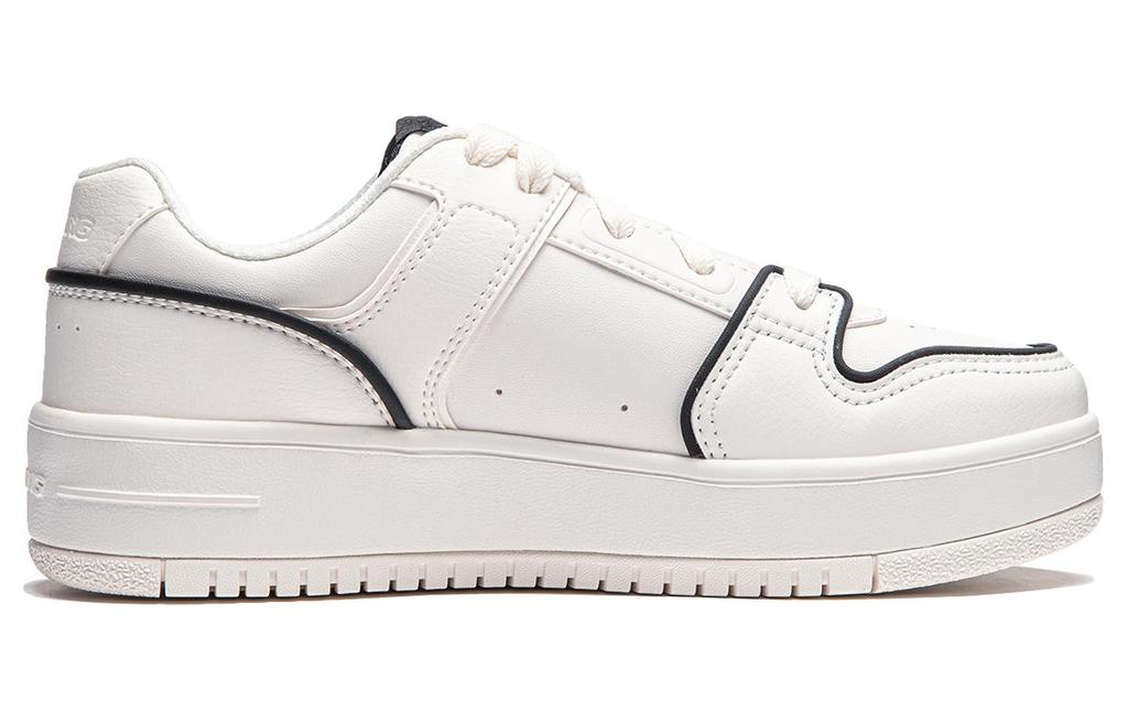 Li Ning Cheese Slip Resistant Abrasion Resistant Low Top Skateboard Shoes Women's White Black AGCU104-1