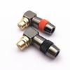 Gunmetal 90-Degree RCA Connector with Red/Black Rings, Gold-Plated L-Shape Female Elbow for RCA Welding Plug