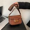 New high-end ribbon contrasting color saddle bag versatile single shoulder diagonal span trendy women's bag