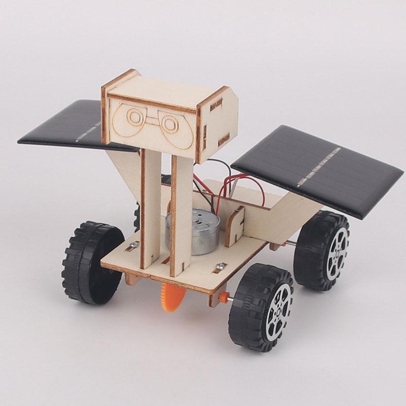 DIY solar lunar rover model children's handmade assembly model ground exploration vehicle 3D wooden puzzle educational toy