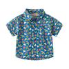 Boys' Car Printed Shirt Pure Cotton Summer Baby Boy Short Sleeve Shirt Children Dinosaur Half Sleeve Tops Seaside Vacation