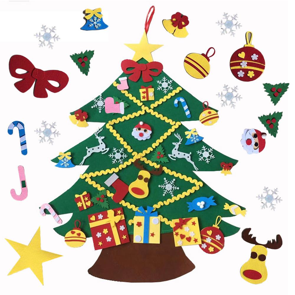 DIY Felt Christmas Advent Calendar Christmas Tree Calendar With Pockets Kids Wall Hanging Gift for Christmas Home Decoration