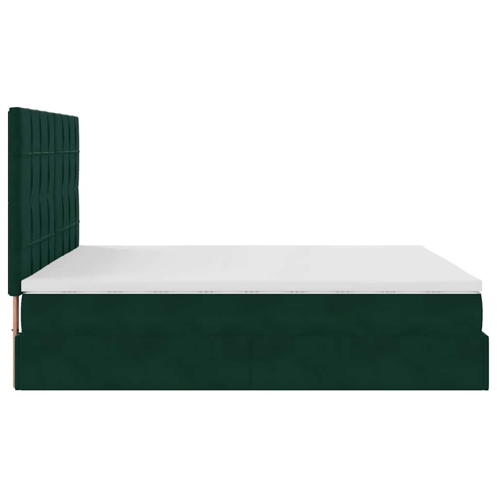 Ottoman Bed with Mattress Dark Green 180x200 Cm Velvet