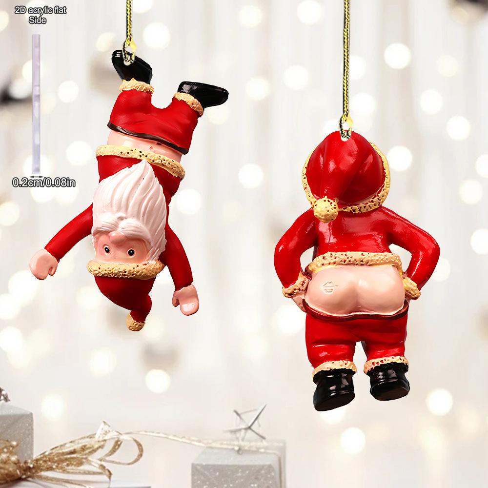 Segno Acrilico Vintage Resina Carina Babbo Natale Babbo Natale Albero di Natale Festa Decorazioni da Appendere Divertente Babbo Natale Rosso Ornamenti Fai-da-te per Decorazioni Casa Stanza