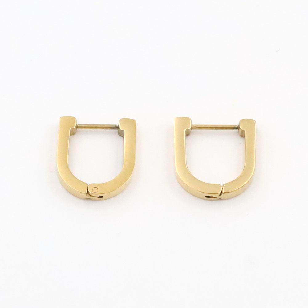 For Fashionable And Simple Smooth U-Shaped Earrings, High-End Light Luxury 18K Gold Titanium Steel Horseshoe Ear Buckles