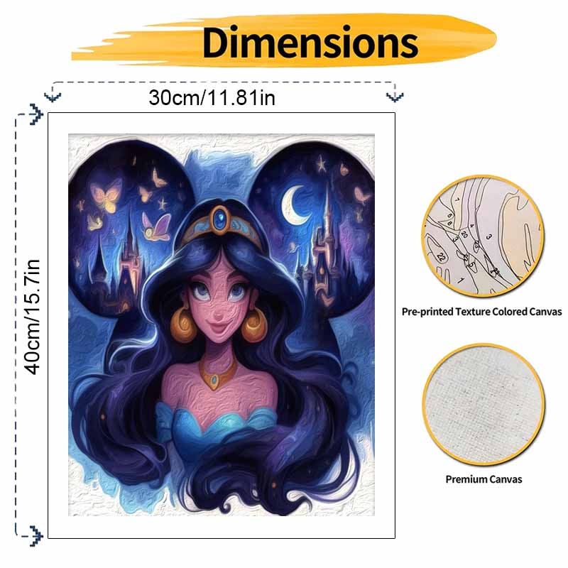 Jasmine Night Castle Disney Oil Painting Kit, Home Decor Handmade Gift, Unique DIY Wall Art Decor Painting Craft For Living Room Decor