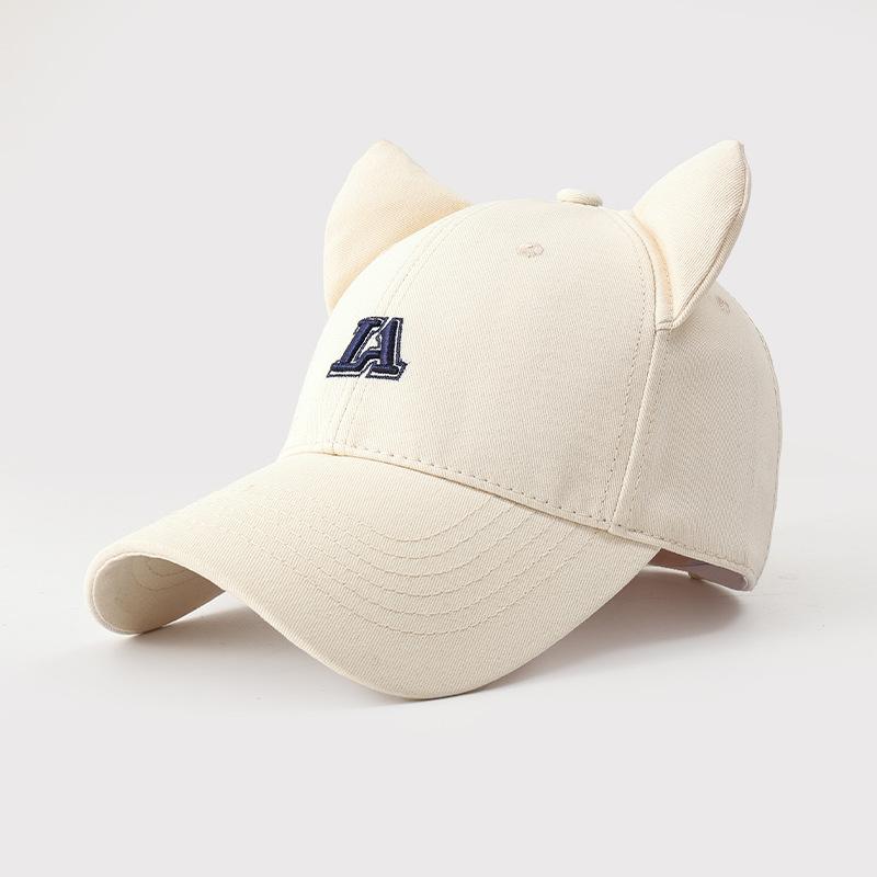 Premium Letter Embroidered Baseball Cap High Quality Cotton Cute Cat Ear Hat Women's Shade Sun Protection Hat