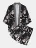 2026 New national style Hawaiian vacation ukiyo-e painted seven-quarter-sleeved Taoist robe 3D printed carp kimono cape
