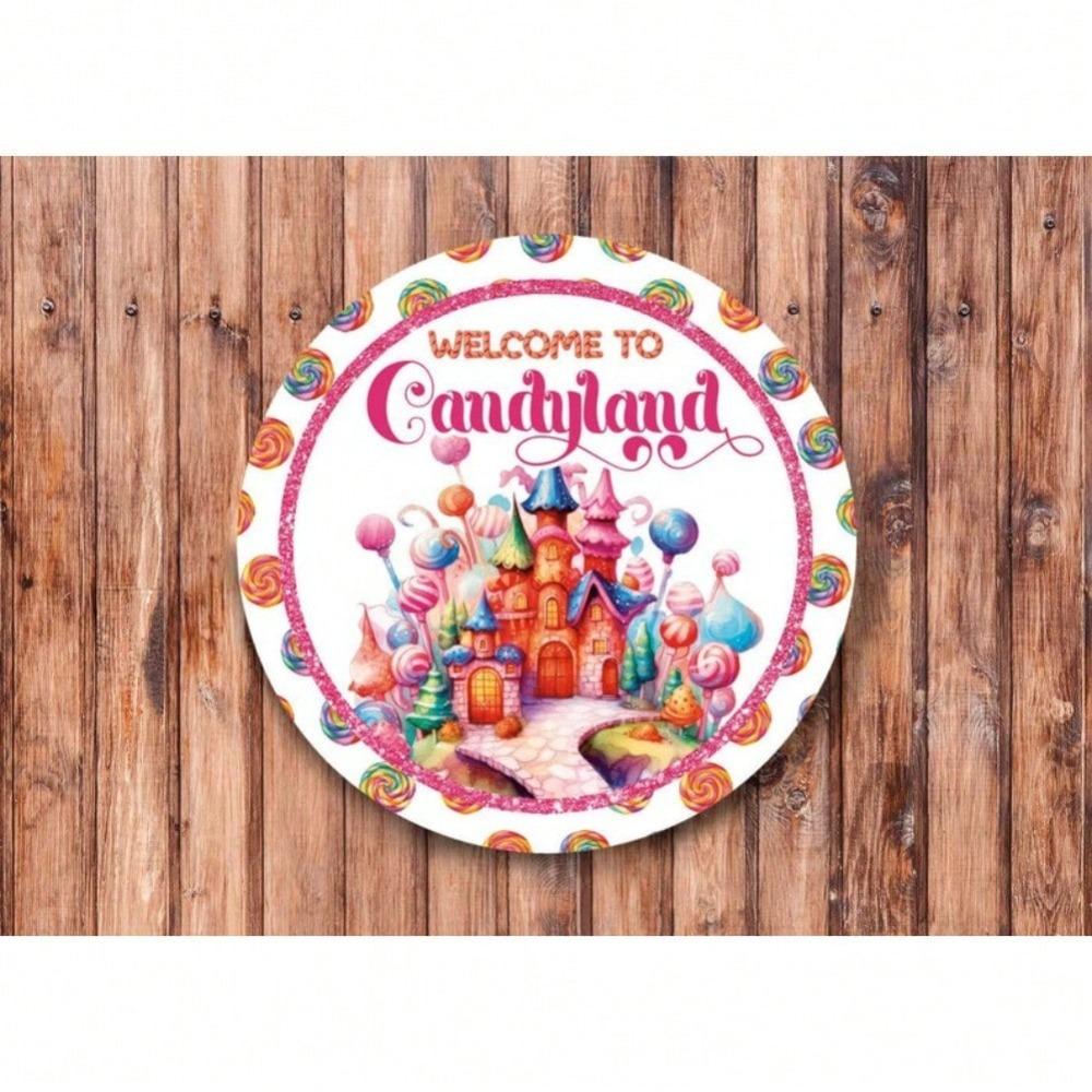 Candyland Wreath Metal Sign for Halloween Home & Wall Decor