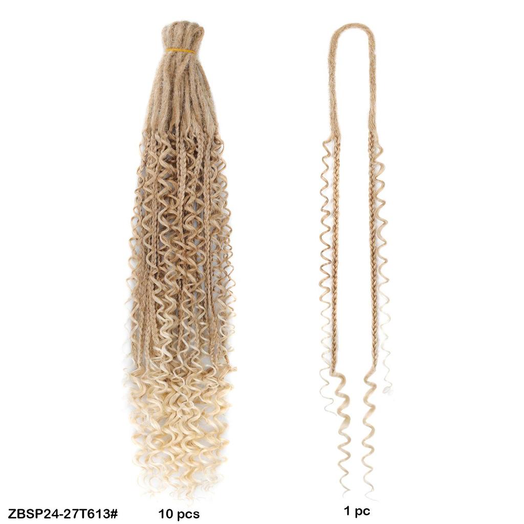 10 Stück/Los Häkelhaar Afro Göttin Böhmische Box Braids 24 Zoll Gehäkelte Box Braids mit River Locs Lockigen Enden Haar Synthetische Zöpfe