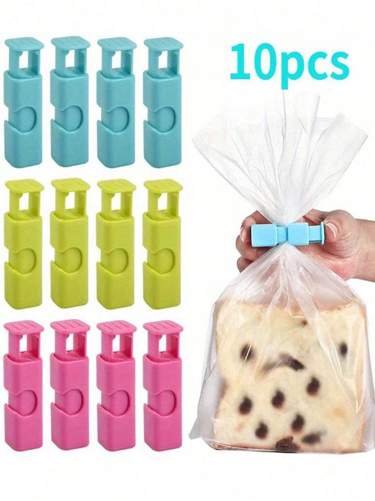 10pcs Snack Sealer Clips For Food Bags, Perfect For Keeping Food Fresh, Suitable For Tea, Milk Powder, Kitchen Tools
