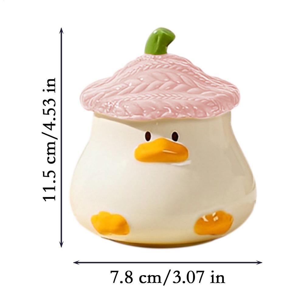 Cute Duck Coffee Mug Novelty Funny Tea Cup With Hat Lid 400ml Cartoon Ceramic Drinkware Tableware With Handle For Kids And Adult