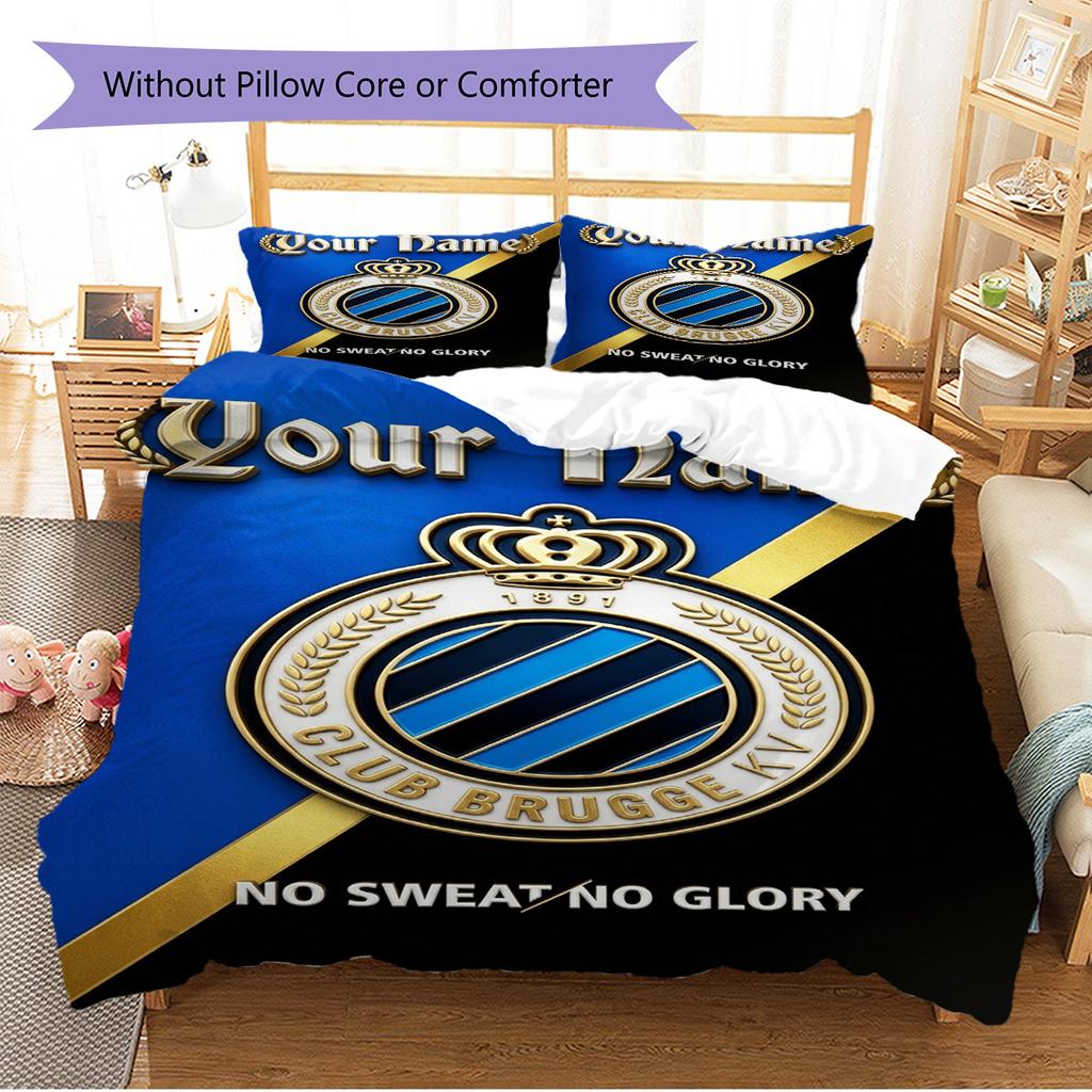 Name Custom Club Brugge Logo Pattern Bedding Set Quilt Cover Pillowcase Home Decor Gift (1 * duvet cover + 2 * pillowcase, without core)