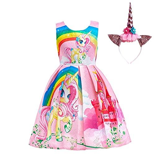 

Dressy Daisy Rainbow Unicorn My Little Pony Dress-Up Costume for Birthdays, Parties, Halloween, and Christmas, Ages 4-5, Pink, Includes Hair Hoop