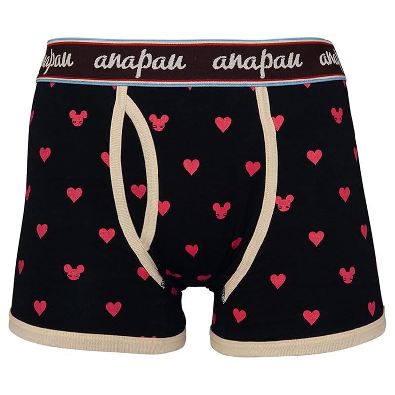 

[Anapau] трусы-боксеры anapau heart mouse reprint, мужские, с застежкой спереди, сделаны в Японии P-2501 (JP, алфавит, M, черный)