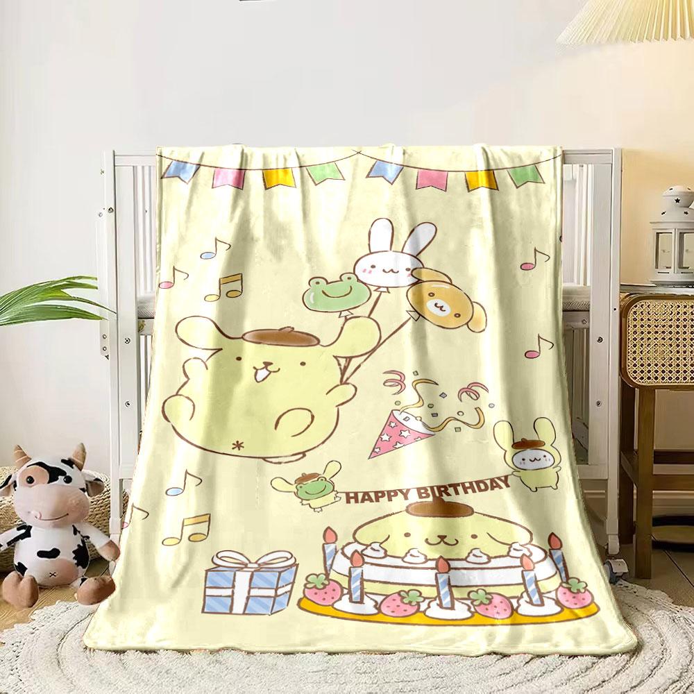 

Cute characters celebrating with balloons, cake, gifts, and decorations. for all seasons blanket lunch break throw gift 80cm x 120cm