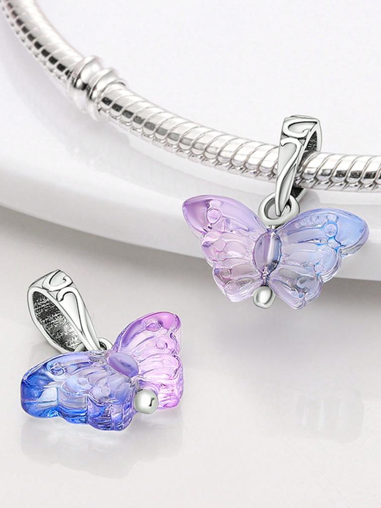 Blue Firefly Colorful Butterfly Beads Charm Copper Plated Fit Charms Copperoriginal Bracelet For Jewelry Making Diy Charm