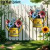 Colorful Acrylic Outdoor Hanging Wall Art 2D Owl/Bee/Flowers Wall Sculpture for Outside Garden Fence Patio Yard Decor