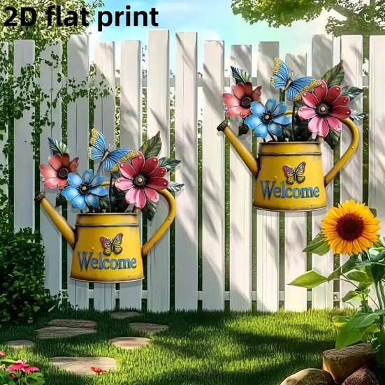 Colorful Acrylic Outdoor Hanging Wall Art 2D Owl/Bee/Flowers Wall Sculpture for Outside Garden Fence Patio Yard Decor