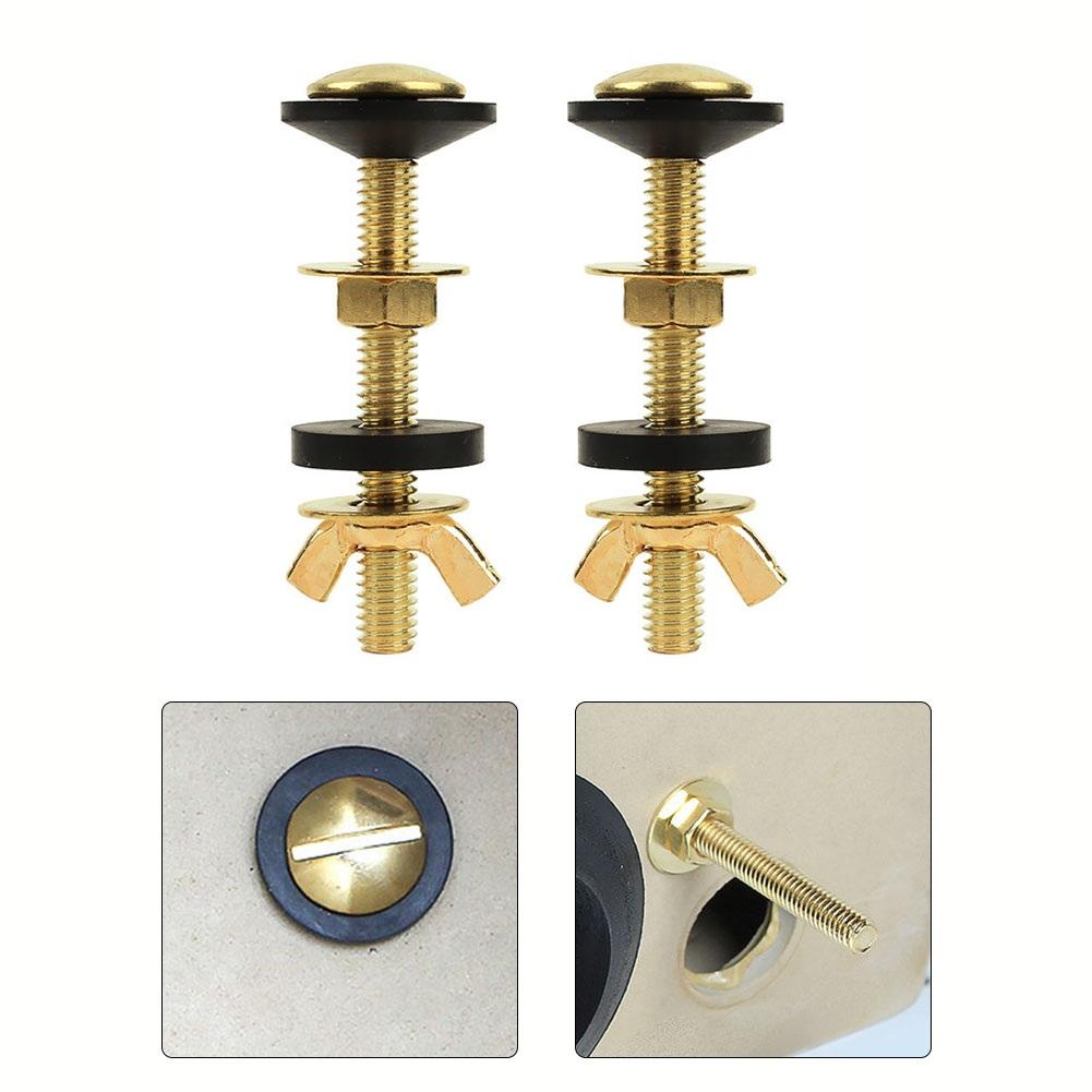 2PCS Toilet Screws Water Tank Accessories Bathroom Toilet Tank Bolt Kit Fixed Installation Connection Copper Plated Screws