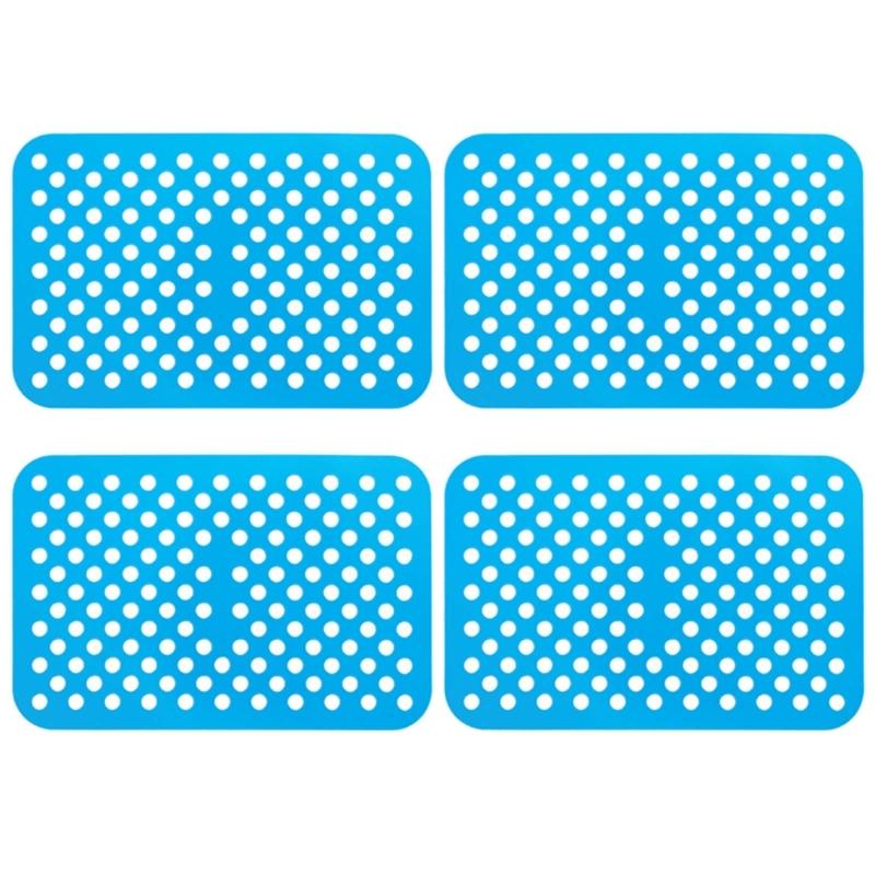 Прямоугольный коврик для аэрофритюрницы, антипригарный силиконовый коврик, многоразовые аксессуары для аэрофритюрницы 1 синий