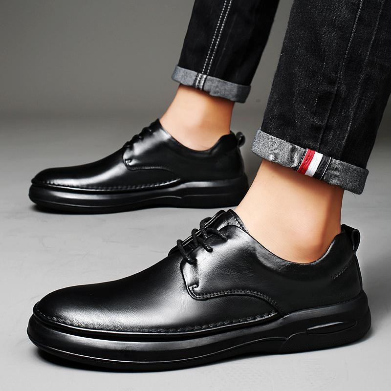 Fashion Casual genuine Leather Man Shoes round Toe Men's Dress Legitimate Shoes Luxury Social Designer Male Business wedding party shoes
