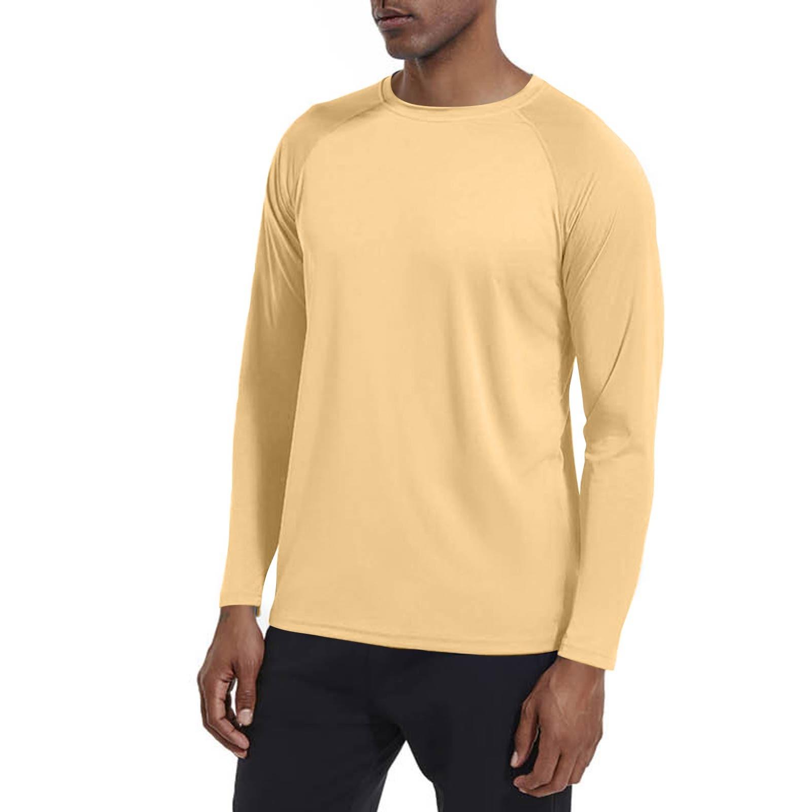 

Мужской летний однотонный топ с круглым вырезом для загара, пляжа, походов, альпинизма жёлтый