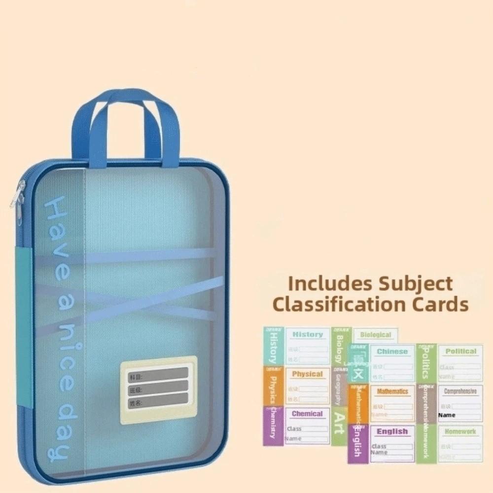 Waterproof File Storage Bag Large Capacity Transparent Study Pouch  Office Supplies