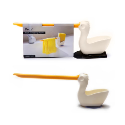 PELEG DESIGN Pelix Cloth & Sponge Holder, Pelican, for Sinks, Convenient Storage, Suction Cup, Kitchen Towel, 91757