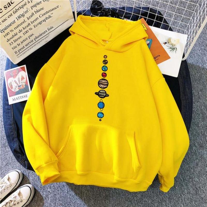Men's and Women's Long Sleeved Planetary Color Men's Pullover Sweatshirt with Universe Solar System Pattern Sports Shir Men's Sports Hooded Sweatshirt