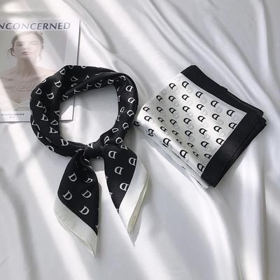 Classic Fashion Versatile Small Scarf Simulation Silk Thin Style Spring/Summer Decoration Small Square Scarf Women'S Beach