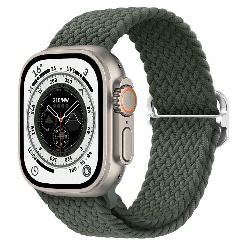 

Nylon Strap For Apple Watch Band 10 9 8 7 46mm 45mm 41mm Ultra/2 49mm Adjustable Wristband iWatch 6 5 4 SE2 44mm 40mm 42mm Belt S10-42MM 38 40 41MM оливковий колір