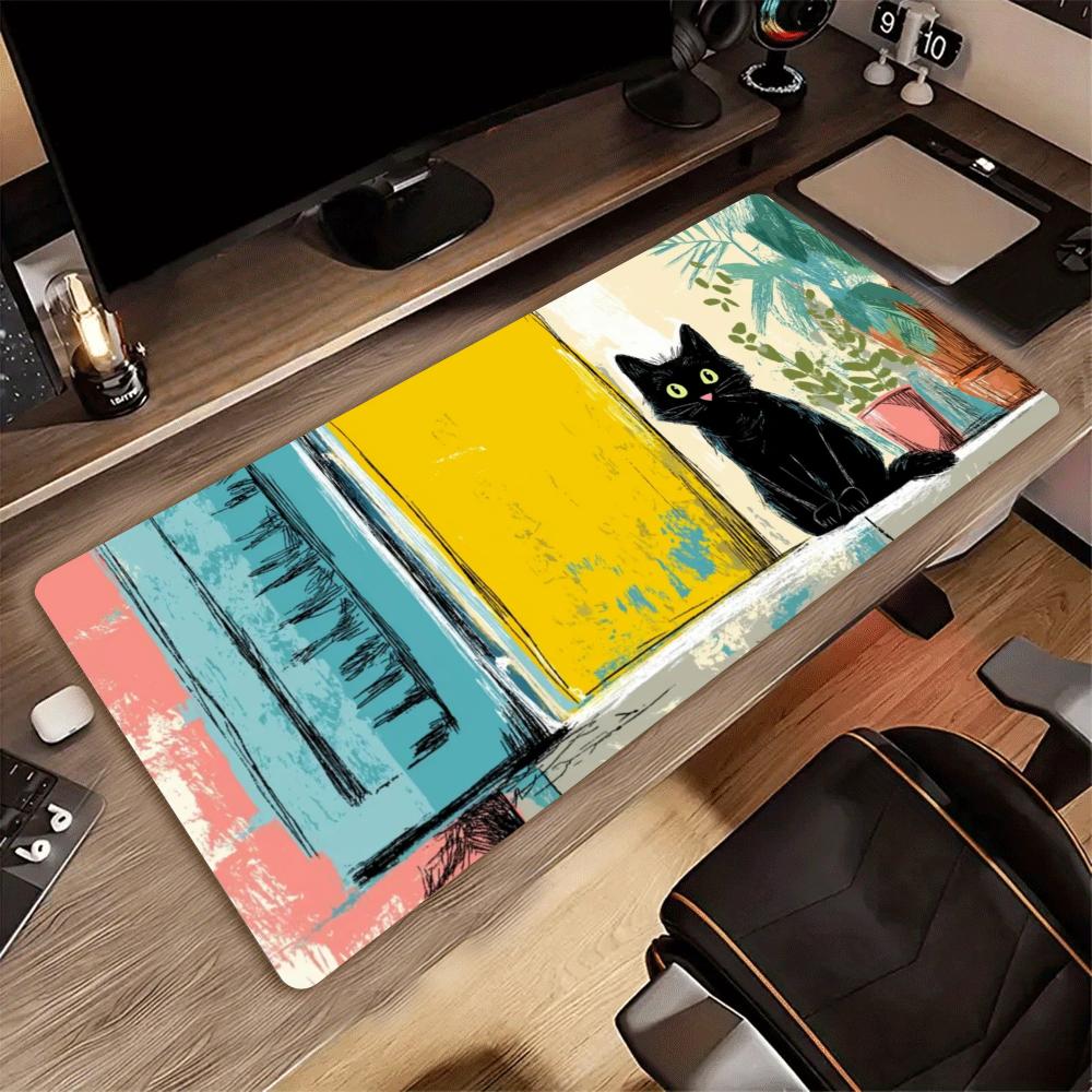 Large XXL Deskmat Cute Sleeping Cat Panda Cartoon Anime Art Mouse Pad Non-Slip Rubber Computer Keyboard Gaming Desk Mouse Mats