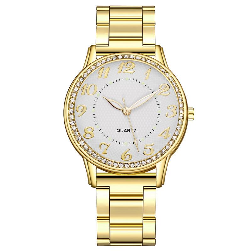 Diamond-Encrusted Fashion Luminous Watch, Women S Steel Belt Quartz Watch золотой