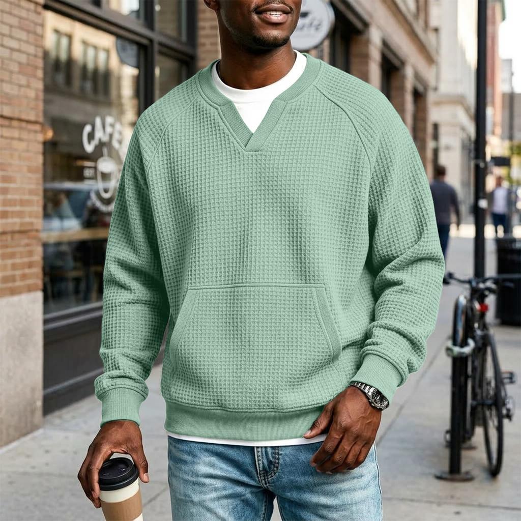 Pull en tricot à col pour homme - Haut décontracté à manches longues pour l'automne et l'hiver