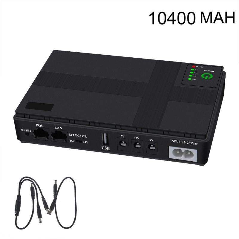 UPS Battery Backup 10400mAh Lithium Battery, Home 5V 9V 12V Battery Backup for LED Light Speaker WiFi Router