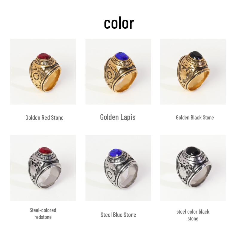 Filipíny Zlato Rubín Pánský Armádní Prsten z Nerezové Titanové Oceli